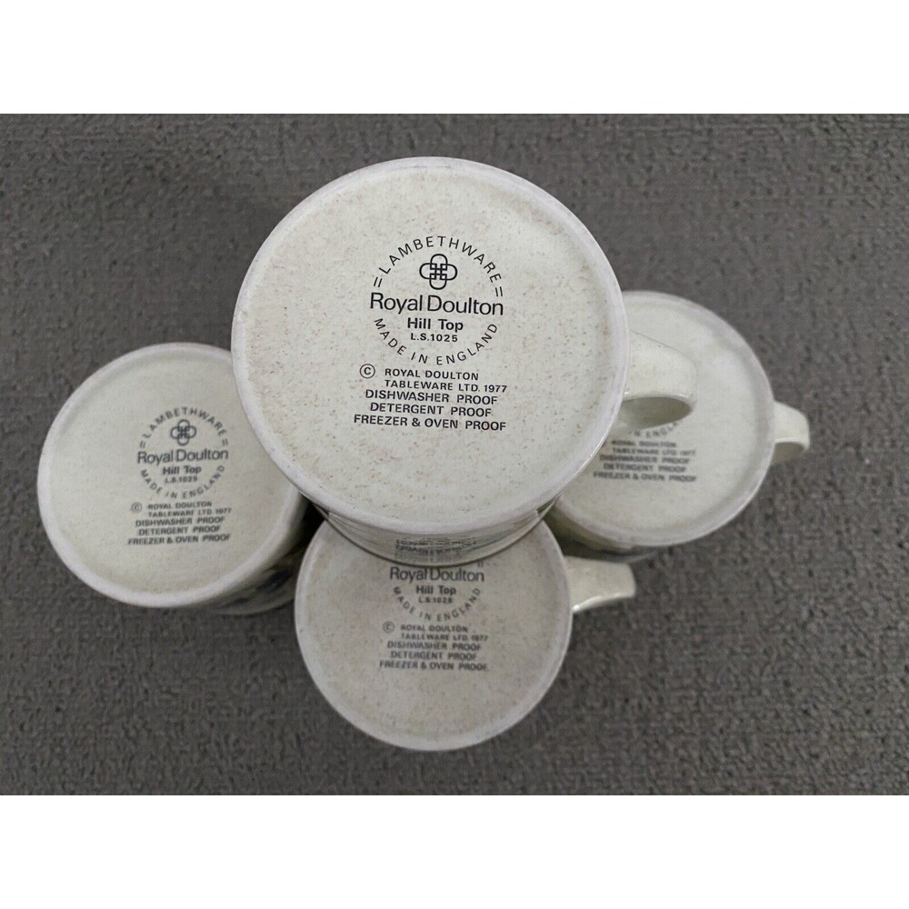 1970's Vtg Royal Doulton Hill Top Coffee Tea Mug Cup Lambetware England Set of 5 - Picture 5 of 7